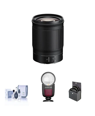 Nikon Nikkor Z 85mm f/1.8 S Lens for Nikon Z, Bundle with Flashpoint Zoom Li-on X R2 Ttl On-Camera Round Flash Speedlight, 67mm Filter Kit, Cleaning K