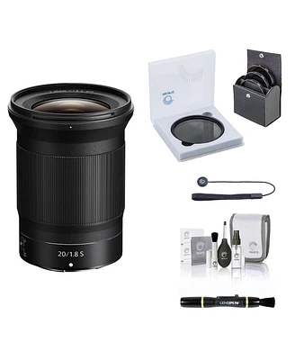 Nikon Nikkor Z 20mm f/1.8 S Lens, Bundle with ProOptic 77mm Filter Kit, Soft Lens Case, Lens Cleaner, Cleaning Kit, Universal Lens Cap Tether
