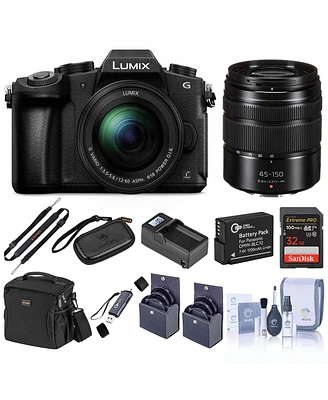 Panasonic Lumix Dmc-G85 Mirrorless Camera with 12-60mm f/3.5-5.6 Lens, Bundle with 45-150mm f/4.0-5.6 Lens, Black, 32GB Memory Card, Battery, Charger