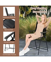 3 Pieces Outdoor Bar Stool Set with Dpc Tabletop and Umbrella Hole for Poolside-Black