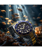 Stuhrling Original Men's Dive Watch, Swiss Movement, Stainless Steel, Blue Dial, Stainless Steel Bracelet, 100M Water Resistant