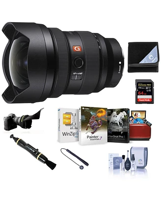Sony Fe 12-24mm f/2.8 Gm Lens for Sony E-Mount Bundle with 64GB Sd Card, Lens Shade, Wrap, Cleaner, Corel Mac Software Kit and Accessories