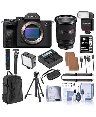 Sony Alpha a7 Iv Mirrorless Camera with Fe 24-70mm f/2.8 Gm Ii Lens, Bundle with 128GB Memory Card, Backpack, 2x Np-FZ100 Battery, 2x Charger Plate, C