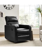 Josefa Genuine Leather Upholstered Swivel Rocker Recliner