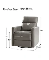 Josefa Genuine Leather Upholstered Swivel Rocker Recliner