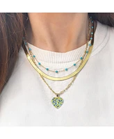 The Lovery Turquoise Bead Station Necklace 14K Gold