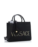 Pre-Owned Versace Medium La Medusa Tote Studded Canvas