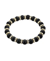 Bling Jewelry Simulated Pearl Stackable Strand Stretch Bracelet Crystal Rondelle Gold & Silver Plated Spacer