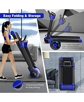 2.25 Hp Electric Motorized Folding Running Treadmill Machine with Led Display-Navy