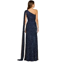 Lara Women's One Shoulder Cape Gown