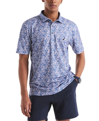 Nautica Men's Classic-Fit Moisture-Wicking Printed Performance Golf Polo Shirt