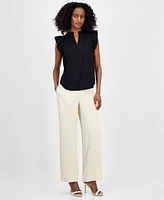 Anne Klein Women's Sleeveless Textured Ruffle Blouse