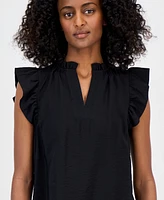 Anne Klein Women's Sleeveless Textured Ruffle Blouse