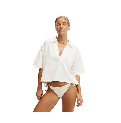 Cotton On Women's Rib Beach Polo Top