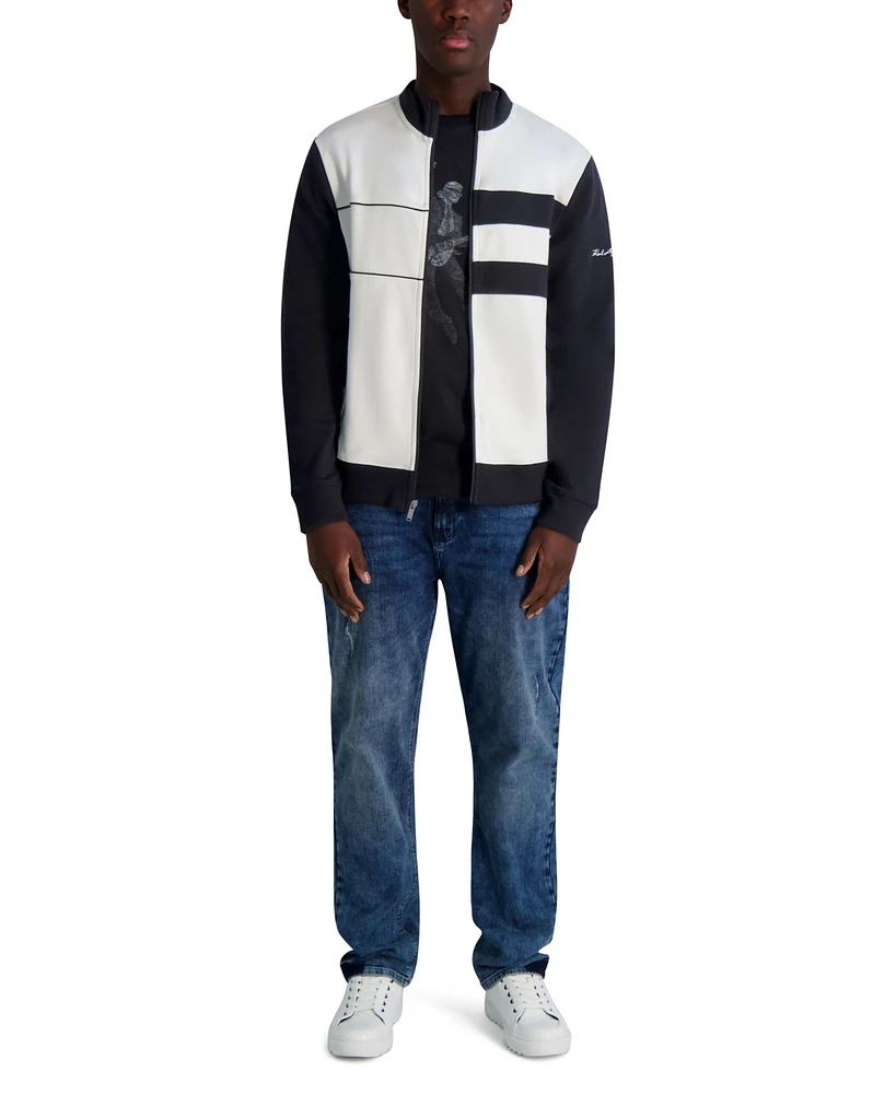 Karl Lagerfeld Paris Men's Stripe Colorblocked Bomber Jacket