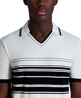 Karl Lagerfeld Paris Men's Striped Collared Short-Sleeve Sweater
