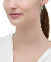 Lab-Created Emerald (5/8 ct. t.w.) & Lab-Created White Sapphire (1/2 ct. t.w.) Pear Halo & Cluster Drop Earrings in