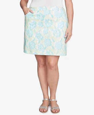 Hearts Of Palm Plus Tropical Print Pull On Skirt