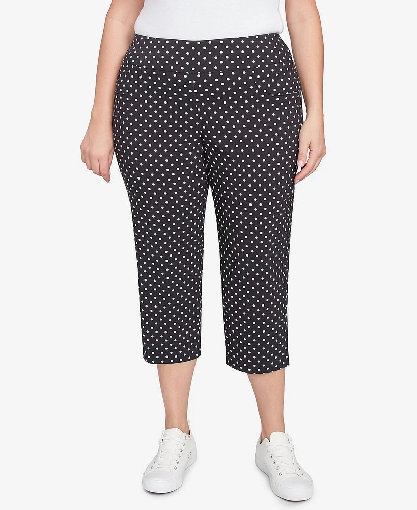 Hearts Of Palm Plus Polka Dot Print Capri Pants