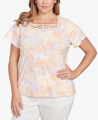 Hearts Of Palm Plus Short Sleeve Strappy Top