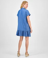 Style & Co Women's Chambray Short-Sleeve Shirtdress, Exclusively at Macy's