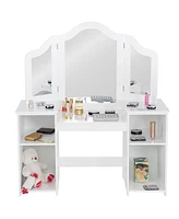 Vanity Table Set Makeup Dressing Kids Girls Study Table Tri Folding