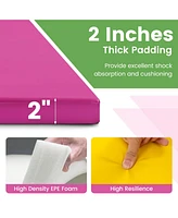 4-Panel Pu Leather Folding Exercise Mat with Carrying Handles-Green