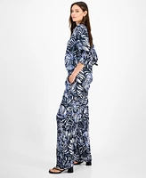 Tahari Asl Women's Printed High-Rise Wide-Leg Pants