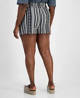 Derek Heart Trendy Plus High-Rise Tie-Waist Shorts