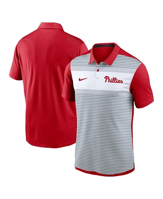 Nike Men's White/Red Philadelphia Phillies Vapor Striped Performance Polo Shirt