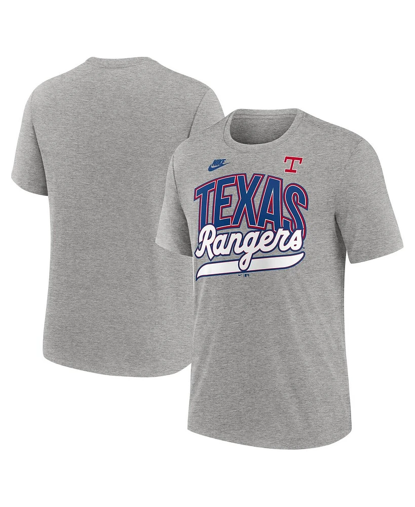 Nike Men's Heather Gray Texas Rangers Cooperstown Collection Retro Tri-Blend T-Shirt