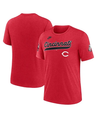 Nike Men's Heather Red Cincinnati Reds Cooperstown Collection Eras Tri-Blend T-Shirt