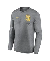 Nike Men's Heather Charcoal San Diego Padres 2-Hit Legend Performance Long Sleeve T-Shirt