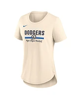 Nike Women's Cream Los Angeles Dodgers City Connect Lockup Tri-Blend T-Shirt