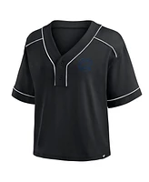 Fanatics Women's Black Chicago Cubs Oversized Champ Game Cropped V-Neck T-Shirt