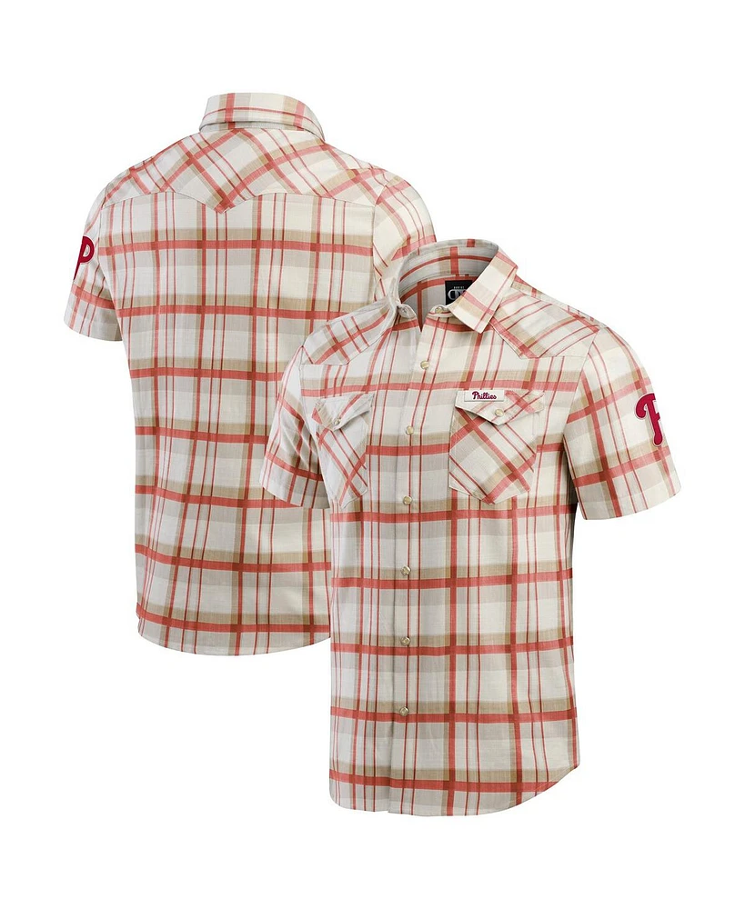 Fanatics Men's Red Philadelphia Phillies Plaid Full-Snap Shirt