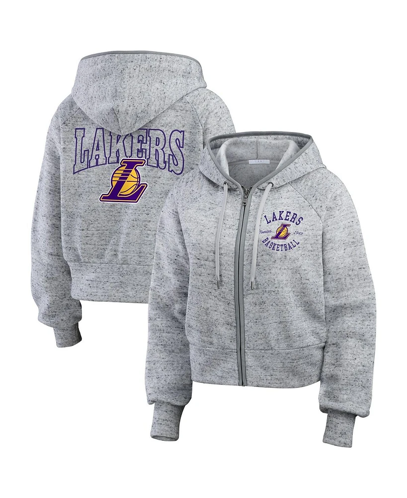 Wear By Erin Andrews Women's Heather Gray Los Angeles Lakers Speckled Radiator Full-Zip Hoodie