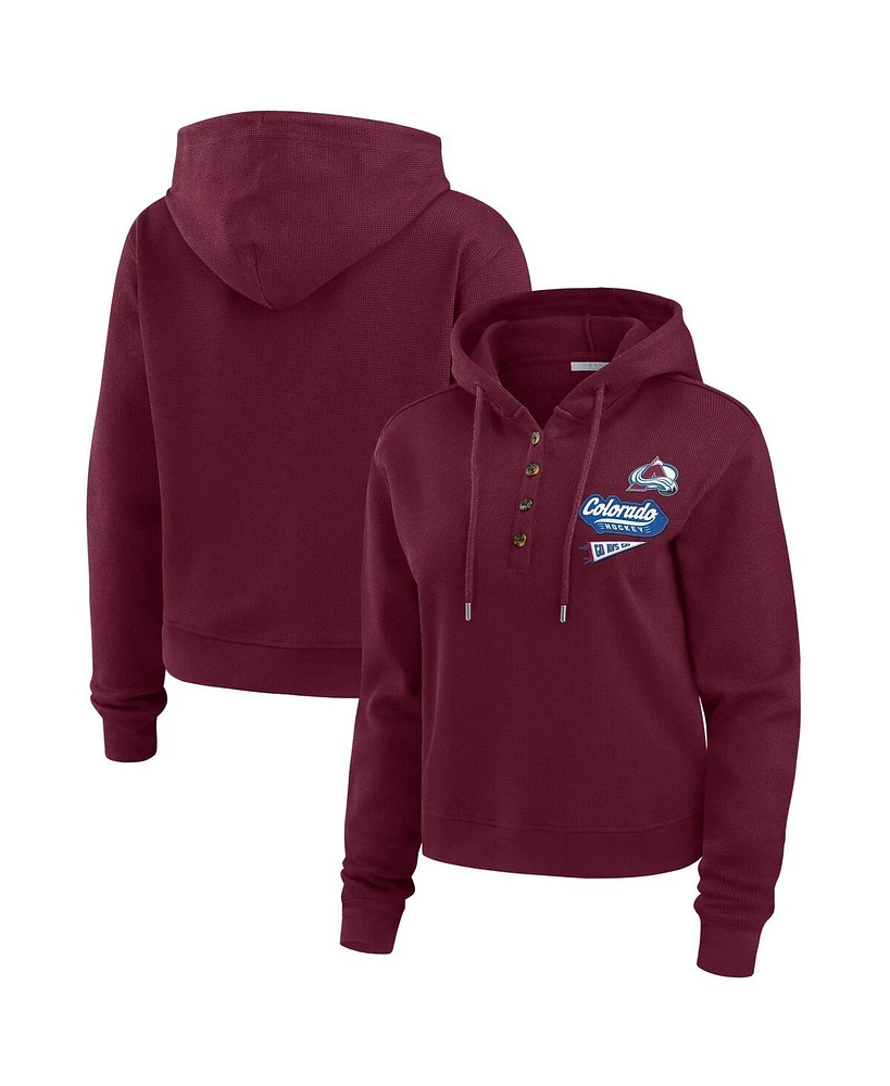 Wear By Erin Andrews Women's Burgundy Colorado Avalanche Waffle-Knit Pullover Hoodie