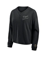 Fanatics Women's Black Vegas Golden Knights Oversized All Out Effort Long Sleeve Henley T-Shirt