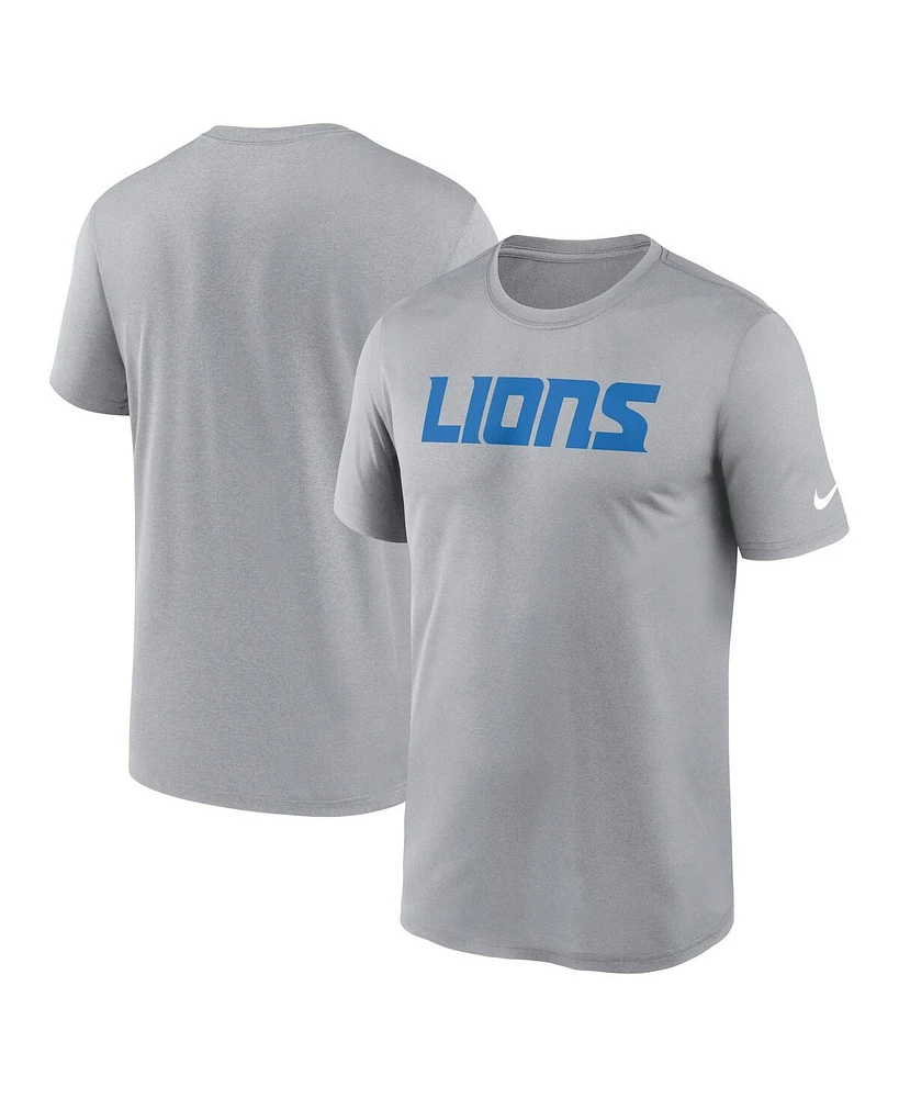 Nike Men's Heather Gray Detroit Lions Primetime Legend Wordmark Performance T-Shirt