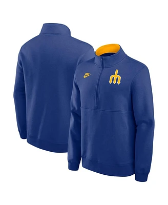 Nike Men's Royal Seattle Mariners Cooperstown Collection Fleece Half-Zip Pullover Sweatshirt