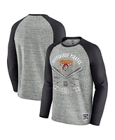 Fanatics Men's Heather Gray Pittsburgh Pirates Raw Edge Raglan Long Sleeve Baseball T-Shirt