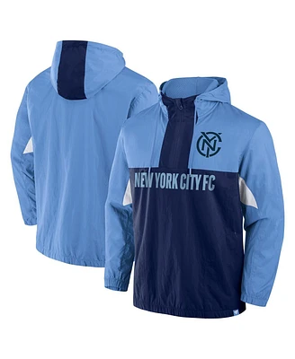 Fanatics Men's Sky Blue New York City Fc Free Kick Woven Quarter-Zip Hoodie Jacket