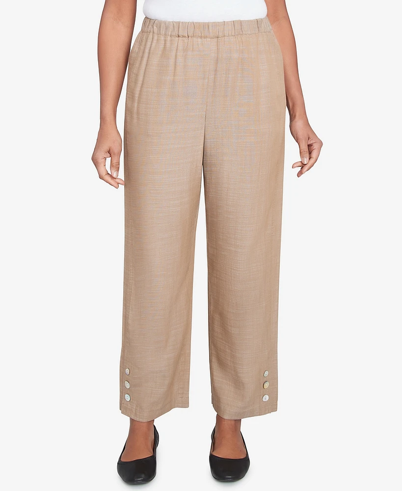 Alfred Dunner Petite Summer Solstice Relaxed Button Detail Ankle Pant