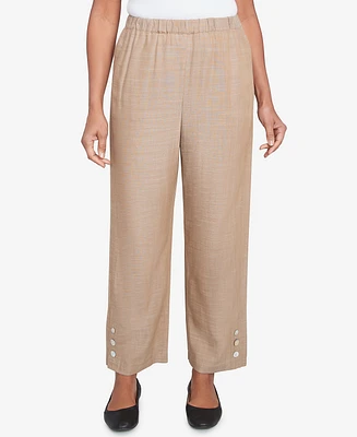 Alfred Dunner Petite Summer Solstice Relaxed Button Detail Ankle Pant