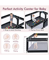 Costway Baby Playpen Extra-Large Safety Fence w/ Ocean Balls & Rings