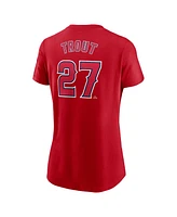 Nike Women's Mike Trout Red Los Angeles Angels Fuse Name Number T-Shirt
