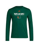 Adidas Men's Green Miami Hurricanes Locker On-Court the Fade Long Sleeve T-Shirt