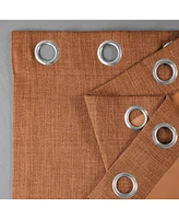Half Price Drapes Desert Orange Grommet Textured Faux Linen Room Darkening Curtain