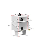 Robot-style bedside table with rotatable head, side table with glass doors, white wooden end table, suitable for bedrooms, living rooms, offices
